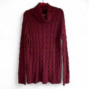Zenana Outfitters Cable Knit Cowl Neck Sweater Size L